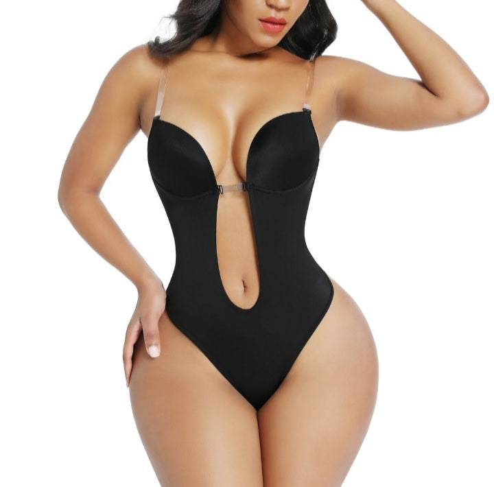 U Plunge Bra Backless Thong Bodysuit-Seamless,Shapewear,LowCut,Sexy,Comfort